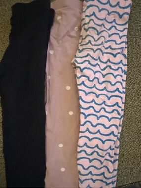 Kids Pink & Blue Wave Print, black, and mauve Leggings - Soft Stretch Bottoms